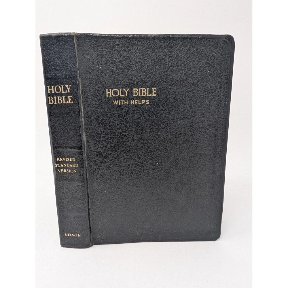 Vintage 1952 Holy Bible Revised Standard Version With Helps Black Leather Nelson